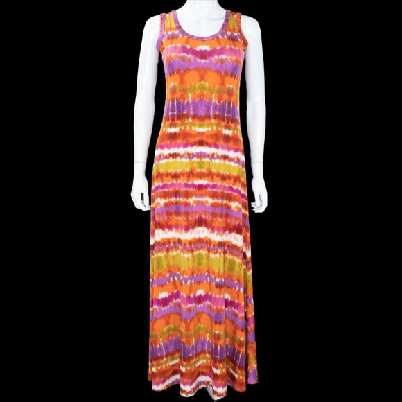 Calvin Klein Tie Dye Print Long Maxi Dress 2 - Picture 1 of 4